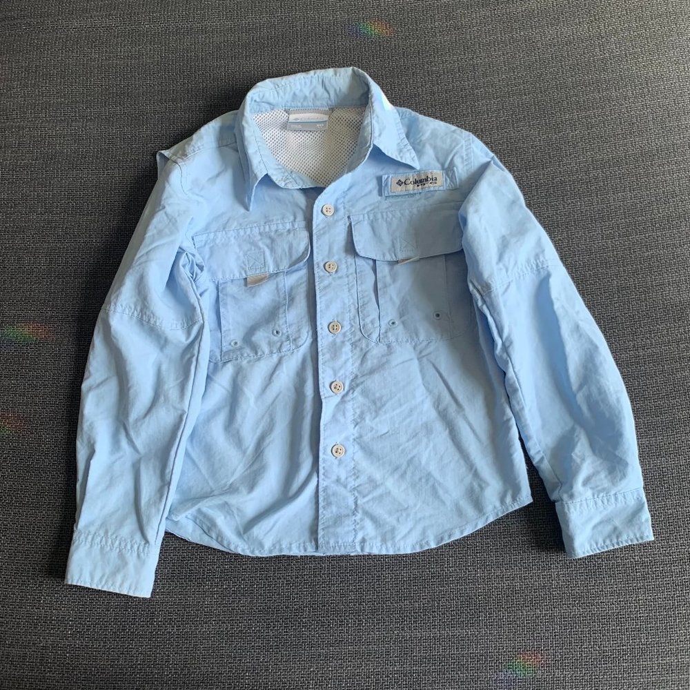Columbia Boys’ PFG Bahama Long Sleeve Shirt, light blue, 4-5/XXS